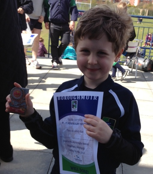 Fred with his medal from the Boroughmuir Tournament